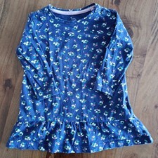 Blaues Blumekleid Langarm