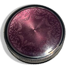 Pillendose aus Silber emailliert guillochiert Fleurs de Lys 19. Jh. Emaille P...