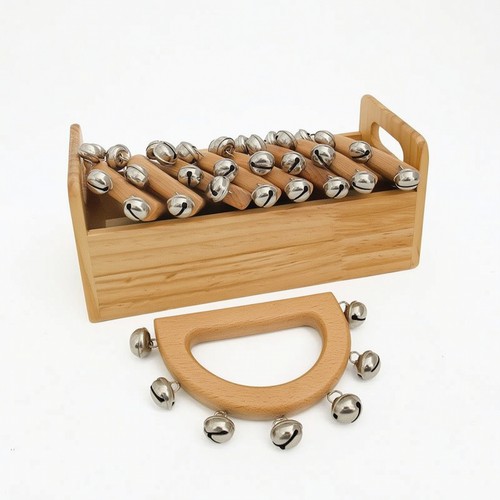 Hand schellenbaum mit holzbox - hand-schellenbaum,