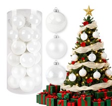 24x Weihnachtskugeln Glas Weiß 6-8cm Christbaumkugeln Weihnachtsbaumschmuck Deko