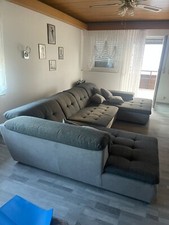  Graue Wohnlandschaft XXL mit 6 Zierkissen