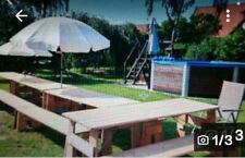 Sitzgarnitur Gartenmöbel Holztisch Bänke Vollholz stabil klappbar, 2,20m