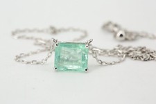 4,01 ct. Smaragd Collier 750 Gold Länge 45 cm Weißgold 18 K Ankerkette