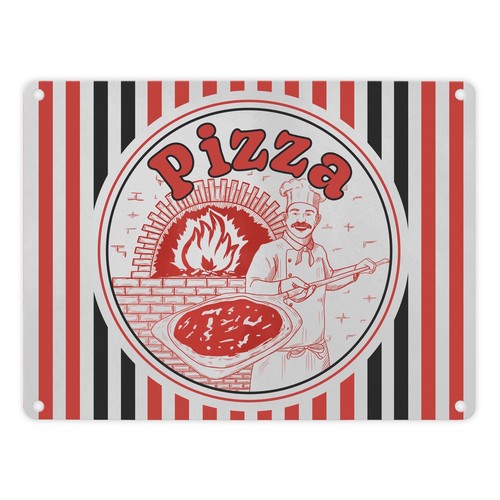 Pizzakarton metallschild - pizzakarton,