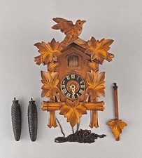 99820080 Old Cuckoo Clock Schyle Wood Weights 18x24x14cm