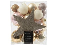 Weihnachtskugeln Kunststoff 5-8cm Mix 33er Set Christbaumkugeln mit Sternspitze