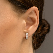 Damen Diamant Ohrringe in 585 Gold 14K 0,75 ct Paar Baguette & Brillanten Pave