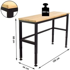 Werktisch Arbeitstisch Hartholz Arbeitsfläche Stahlgestell 300kg Werkbank B-Ware
