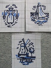 3-er Pack 3 Gobelin Stickbilder  Stickvorlage Stramin Hollandmotiv 11x14 cm NEU 