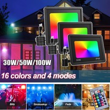 RGB LED Fluter Außen Strahler Flutlicht Scheinwerfer Gartenlampe Dimmbar 10-100W