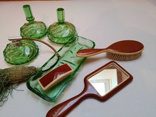 Frisiertisch Garnitur Schale Dosen Parfüm Glas Vintage