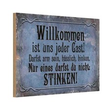 Holzschild 12x18 cm Willkommen
