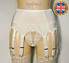 14 Riemen Luxus Hosenträger Gürtel WEISS (Strumpfband Gürtel) NYLONZ Made in UK