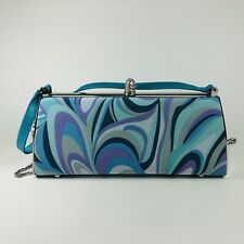 Frangi Emilio Pucci Look Handtasche Clutch vintage Silber Türkis Metallkette