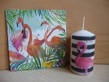 Deko Kerze + Deko HDF - Tiere Flamingo Vögel Exoten Liebe