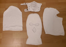 Vollgesichtsmaske offene Augen, Motorrad, Sturmhaube Cosplay Halloween in Weiß