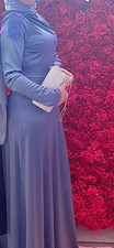 Blau langes Abendkleid Damen