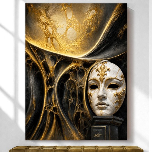 Leinwandbild schwarz gold - schwarz,