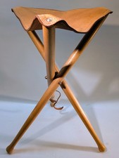 Stitzstock Jagdstock Dreibein Sitz Stuhl Leder