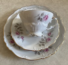 Edelstein Maria - Theresia 3 teiliges Kaffeegedeck Dekor Rose 22777 mit Goldrand