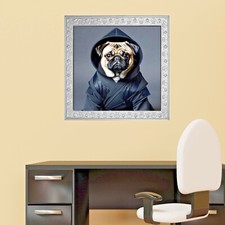 Mops Hund im Ninja Anzug