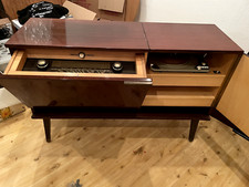 Stereo Konzert Musiktruhe Musikschrank Siemens aus 50ziger Jahre Holzgehäuse