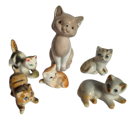 Porzellan katzenfamilie set - katzenfamilie,