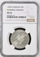 VALORIS BRD 5 DM 1952 D GERMANISCHES MUSEUM NGC MS 62