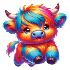 10x colorful Highland cow 9x9