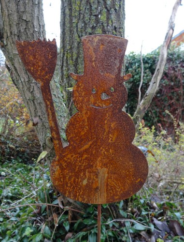 Gartenstecker schneemann besen - gartenstecker,