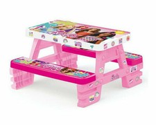 Dolu Barbie Kinder Picknicktisch Innen Außen Garten Rollenspielsitz 4 Alter 2+ Pink