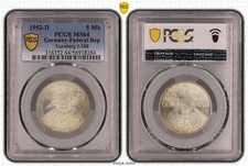 5 Mark Silber 1952 Germanisches Museum Prägefrisch-Stempelglanz MS64    130170