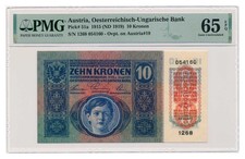 ÖSTERREICH Banknote 10 Kronen 1919 PMG MS 65 EPQ Gem Uncirculated