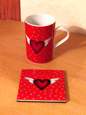 Kaffeebecher mit Untersetzer - tolles Herz - Design - hübsches Geschenk