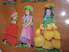 3 große Glanzbilder , Oblaten, Poesiealbum,Blumenkinder