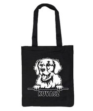 Einkaufstasche Schultertasche Shopper - schwarz -  38x43 cm - Hund Kuvasz 01
