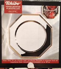 8 versilberte und vergoldete oktagonale Platzteller, Bicolor, mit OVP
