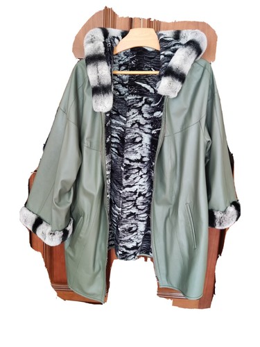 Lederjacke mit chinchillapelz - lederjacke,