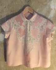 Seidenbluse, Bluse, 40er, 50er Jahre, Gr. M, feine, feste, Seide, Kunstwerk Top!