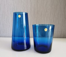 Vasen WMF Wilhelm Wagenfeld "Terzett" Saphirblau