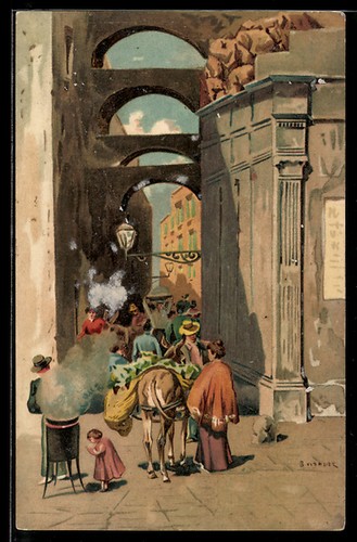 Künstler napoli mercato - künstler-ak, napoli,