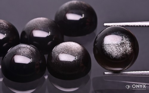 Dunkelsilber obsidian runder - dunkelsilber,