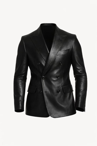 Herren schwarz leder - schwarz, blazer