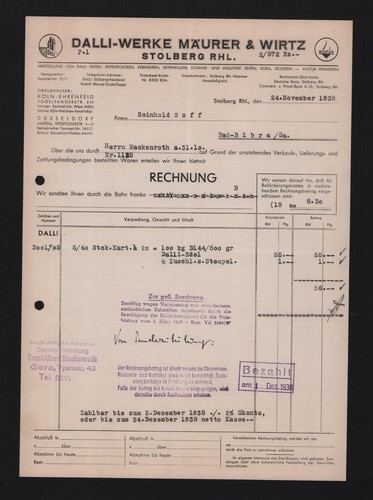 Stolberg rechnung 1938 - rechnung,