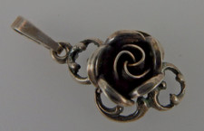 Theodor Klotz = Vintage figürlicher Anhänger Rose Silber um 1950 (96593)