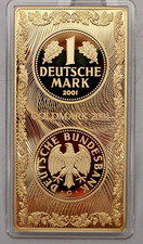 GIGANT-BARREN: 1 DM 2001 G: GOLDMARK, Cu vergoldet, PP, 110g, 100x50 mm, COA C26