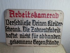 Schild Blechschild mit Arbeitsanweisung Zahnradfabrik Friedrichshafen!
