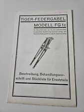 Tiger Federgabel Original Prospekt Modell FG 1c Oldtimer Motorrad