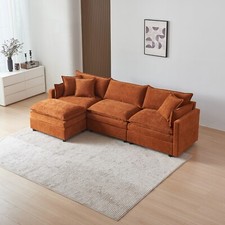 Modulares Sofa Eckcouch Modern Couch Modular Lounge Ecksofa mit Ottomane Orange