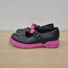 Dr Martens Hello Kitty Sanrio Pink Bow Polley Black Leather Mary Jane Shoes Uk 7